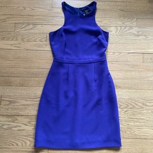 J. CREW Cutaway Crepe Byzantine Purple Blue Midi Dress